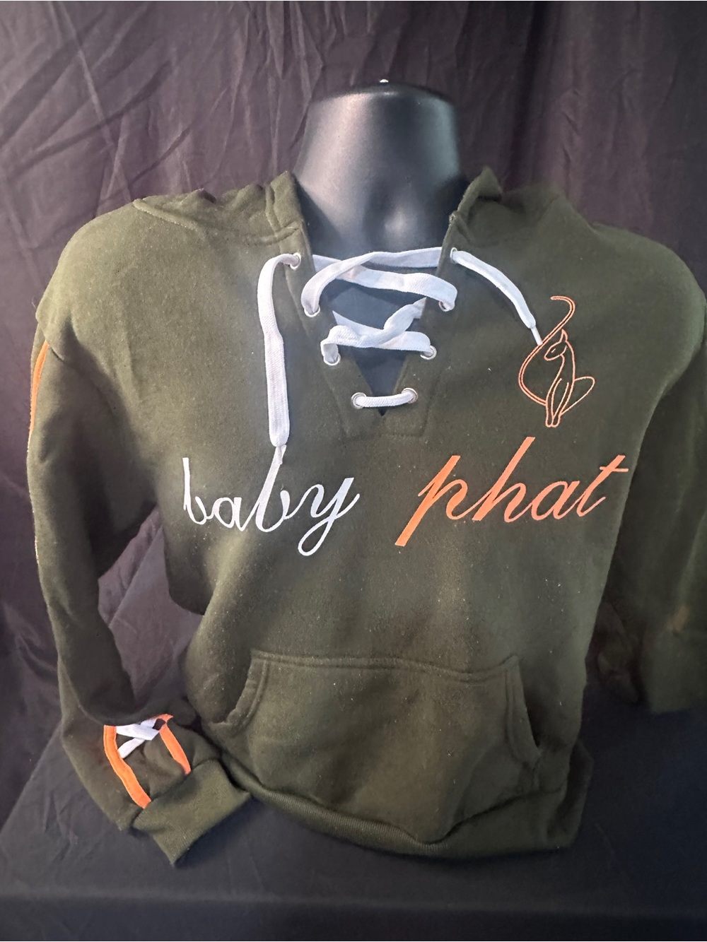 Baby Phat Girls' Olive Green Lace-Up Hoodie-size 1X-#642
